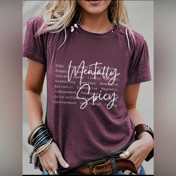 Tops - Mentally spicy Script Graphic Tee - crimson large